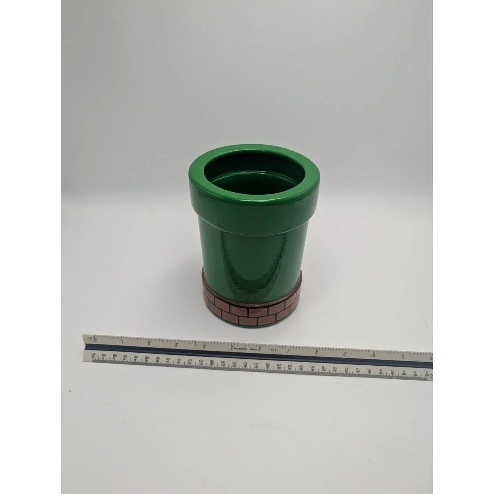 Green Warp Pipe Ceramic Pen Holder Retro Video Game Desk Organizer Cup